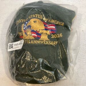 America’s 250th Anniversary Ball Cap Green Bald Eagle USA Flag Adjustable👍